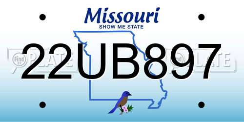 22UB897 Missouri License Plate