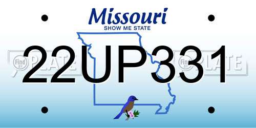 22UP331 Missouri License Plate