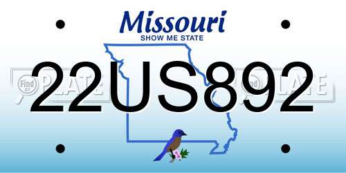 22US892 Missouri License Plate