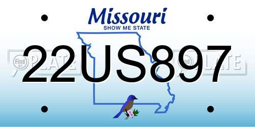 22US897 Missouri License Plate