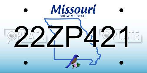 22ZP421 Missouri License Plate