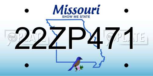 22ZP471 Missouri License Plate