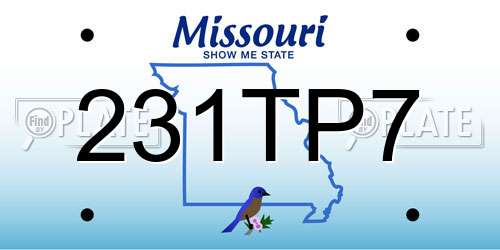 231TP7 Missouri License Plate