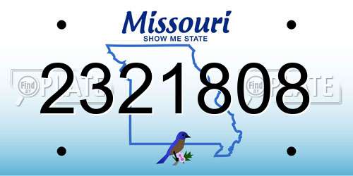 2321808 Missouri License Plate