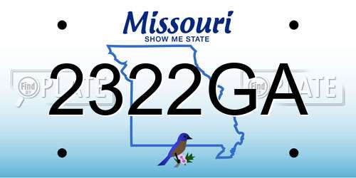 2322GA Missouri License Plate