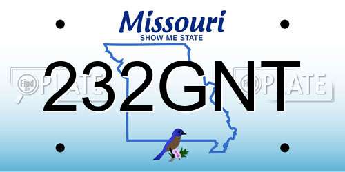 232GNT Missouri License Plate