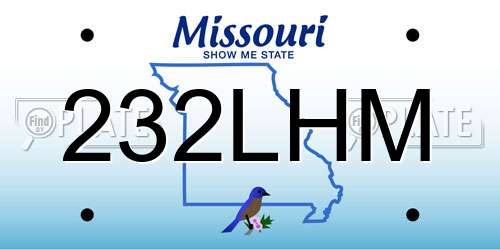 232LHM Missouri License Plate