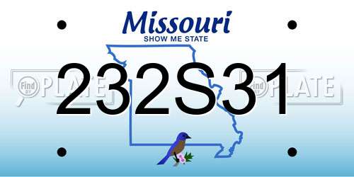 232S31 Missouri License Plate