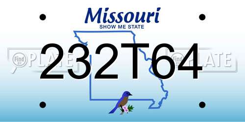 232T64 Missouri License Plate