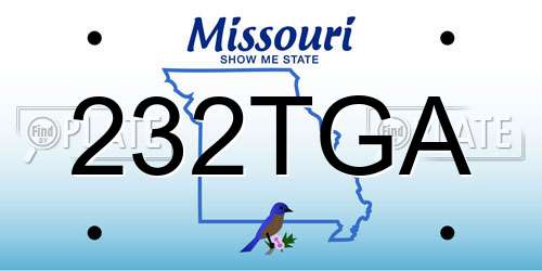 232TGA Missouri License Plate
