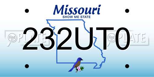 232UT0 Missouri License Plate
