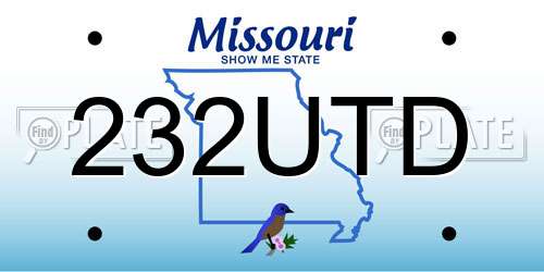 232UTD Missouri License Plate