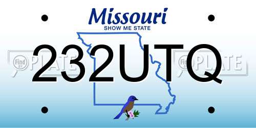 232UTQ Missouri License Plate
