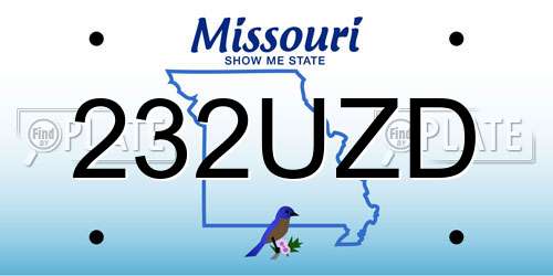 232UZD Missouri License Plate