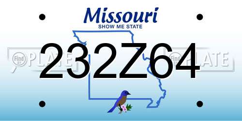 232Z64 Missouri License Plate