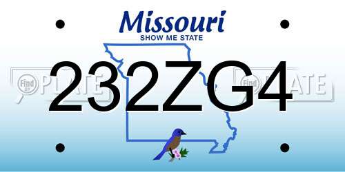 232ZG4 Missouri License Plate