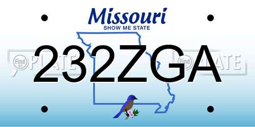 232ZGA Missouri License Plate