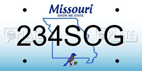 234SCG Missouri License Plate