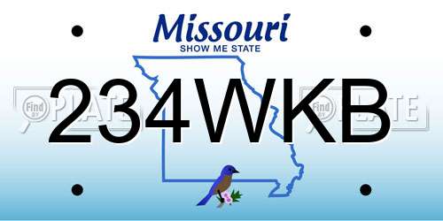 234WKB Missouri License Plate