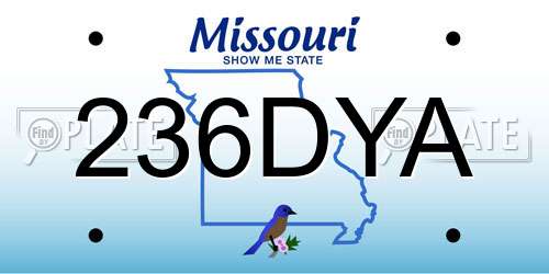 236DYA Missouri License Plate