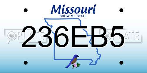 236EB5 Missouri License Plate