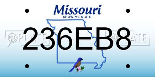 236EB8 Missouri License Plate