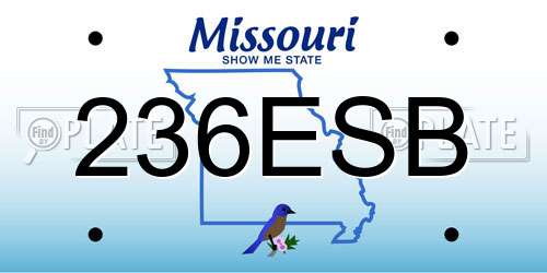 236ESB Missouri License Plate