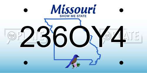 236OY4 Missouri License Plate