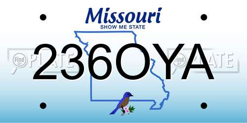 236OYA Missouri License Plate