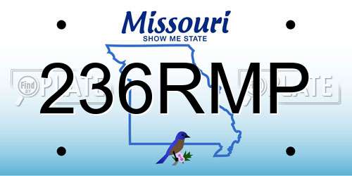236RMP Missouri License Plate