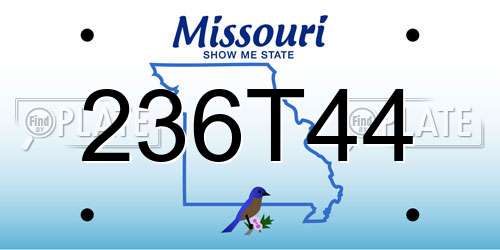 236T44 Missouri License Plate