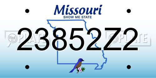 23852Z2 Missouri License Plate