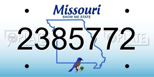 2385772 Missouri License Plate