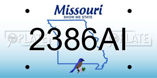 2386AI Missouri License Plate
