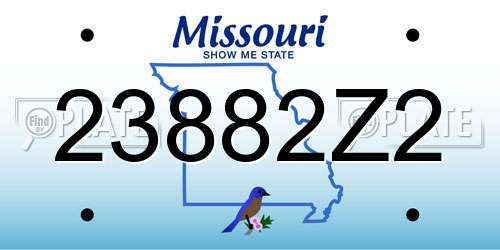 23882Z2 Missouri License Plate