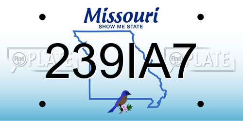239IA7 Missouri License Plate