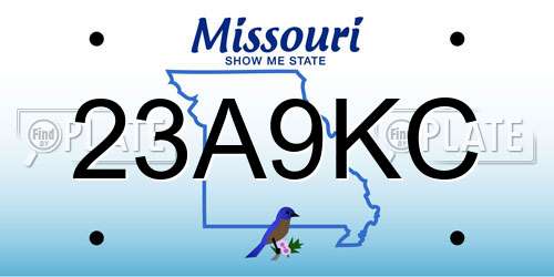 23A9KC Missouri License Plate