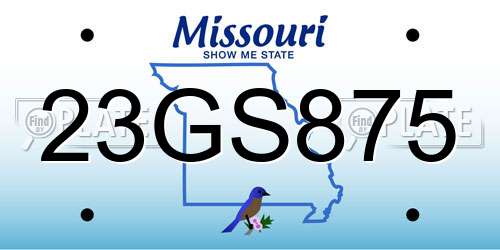 23GS875 Missouri License Plate