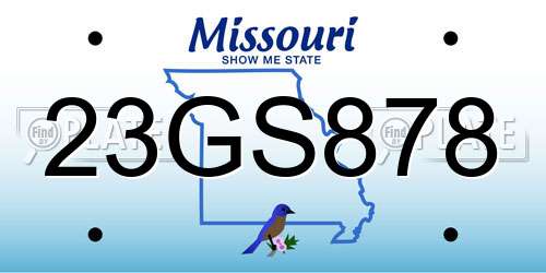 23GS878 Missouri License Plate