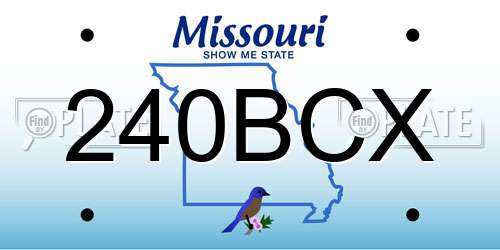 240BCX Missouri License Plate