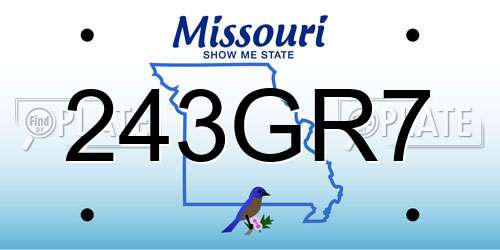 243GR7 Missouri License Plate