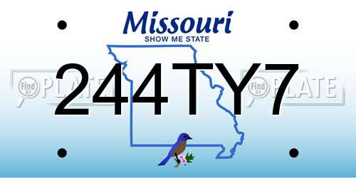 244TY7 Missouri License Plate