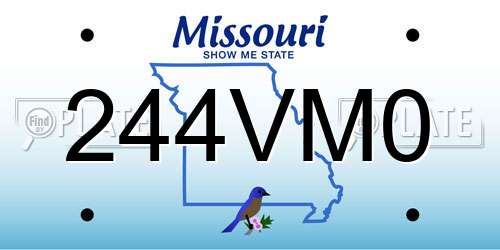 244VM0 Missouri License Plate
