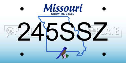 245SSZ Missouri License Plate