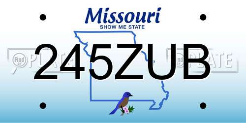 245ZUB Missouri License Plate