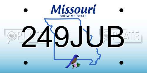 249JUB Missouri License Plate
