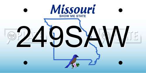 249SAW Missouri License Plate