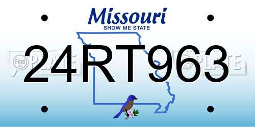 24RT963 Missouri License Plate