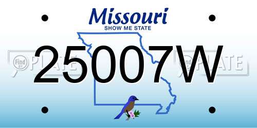 25007W Missouri License Plate