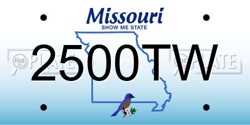 2500TW Missouri License Plate